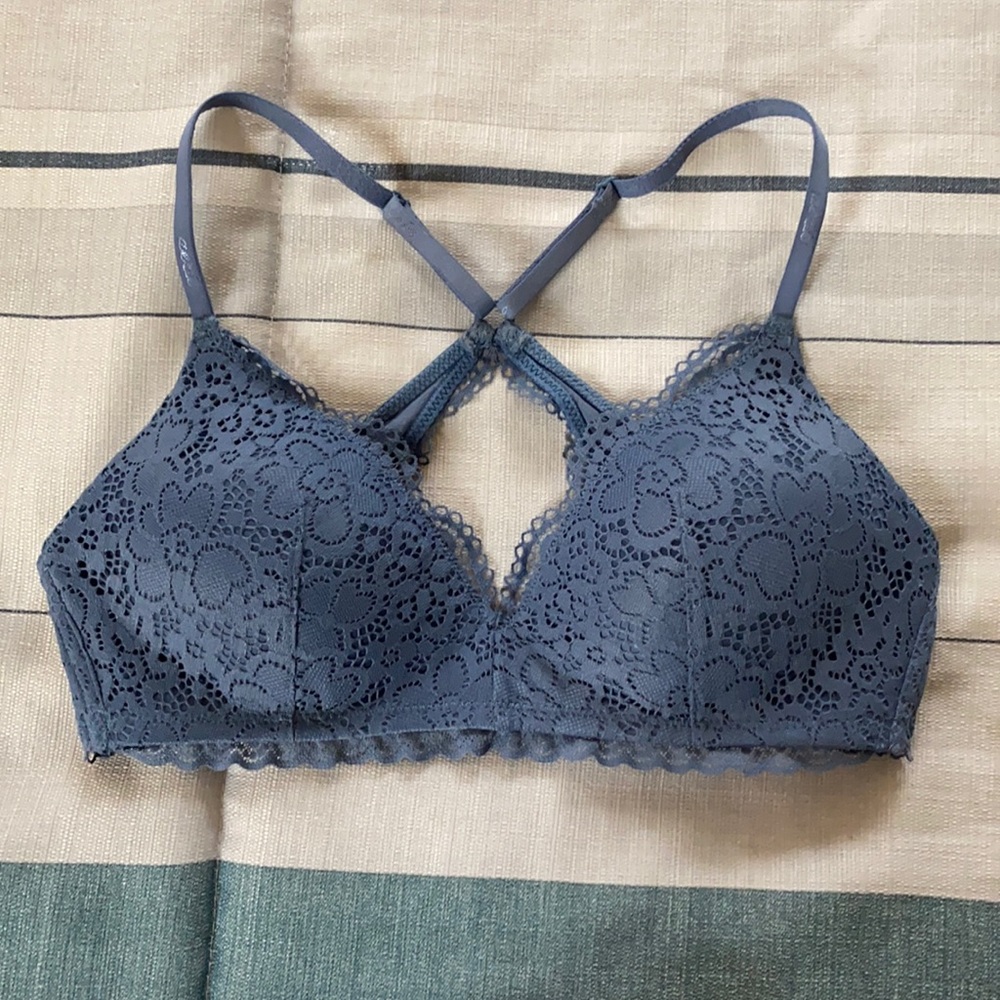 Aerie Bralette with crossed back and lace